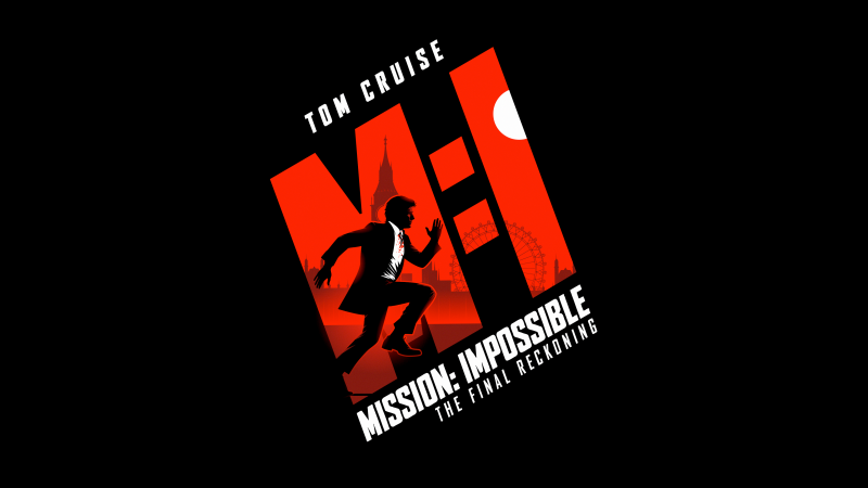 Mission: Impossible - The Final Reckoning, Movie poster, Tom Cruise, Black background, AMOLED, Red