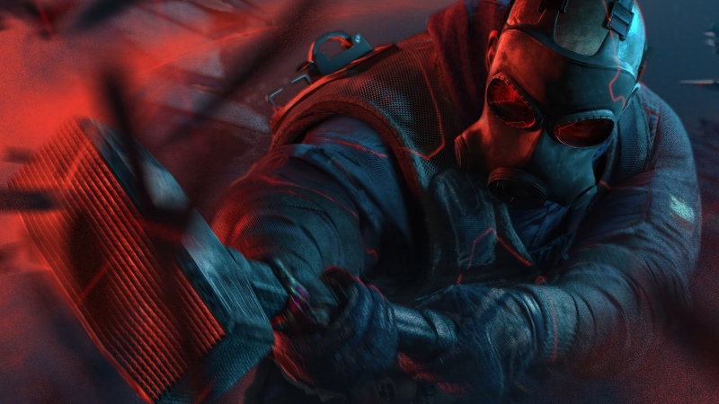 Rainbow Six Siege X, Ultrawide, 2025 Games, Gas mask, Tactical gear, Red glow, Dystopian, 5K