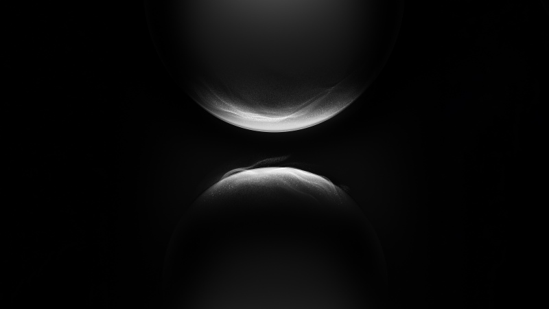 Huawei, Dark theme, Stock, Monochrome, Glowing particles, Curves, Dark background, 5K, Wallpaper