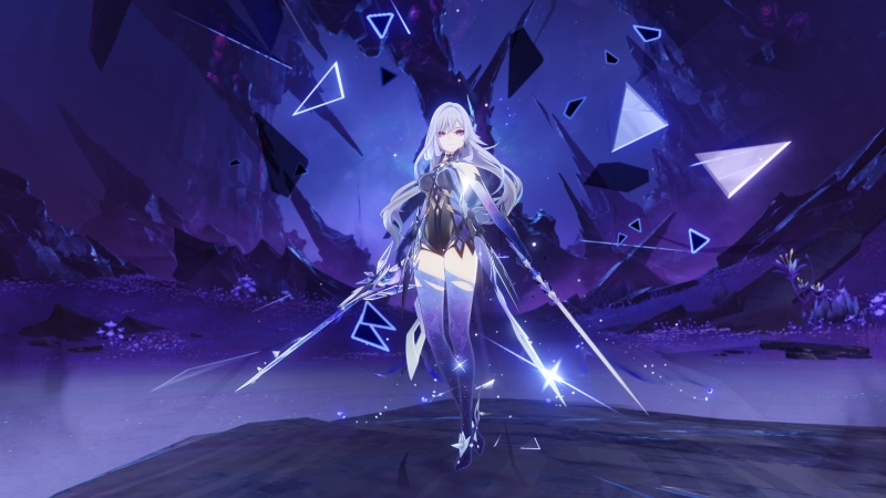Skirk, Purple aesthetic, Anime girl, Genshin Impact, Wallpaper