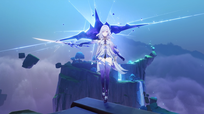 Skirk, Blue aesthetic, Anime girl, Genshin Impact, Wallpaper