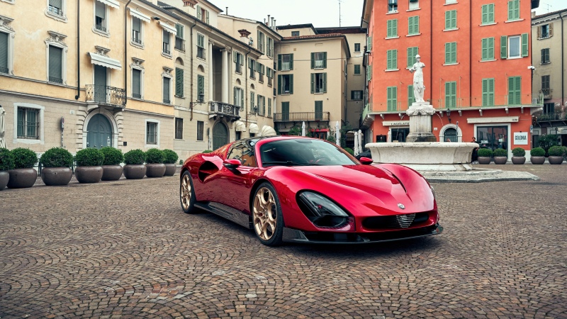 Alfa Romeo 33 Stradale, Italy, Red cars, Supercar, Rome, Italian, 5K, Wallpaper