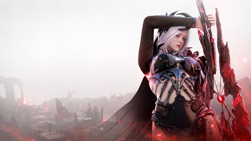 Black Desert, Female warrior, Sword, Red glow, Online games, Wallpaper