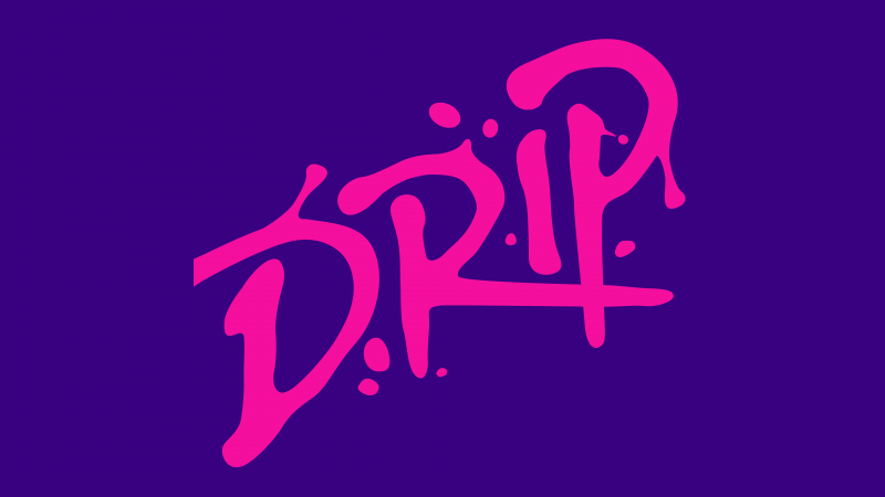 Drippy, Purple background, Pink text, 5K, 8K