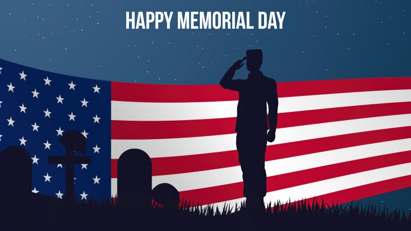 Happy Memorial Day, Salute, Silhouette, United States flag, Soldier, Honor