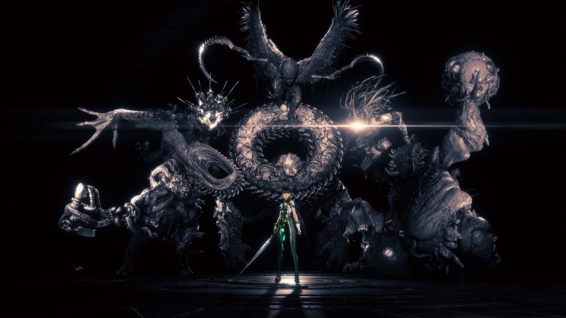 EVE (Stellar Blade), Dark background, Video Game, Wallpaper