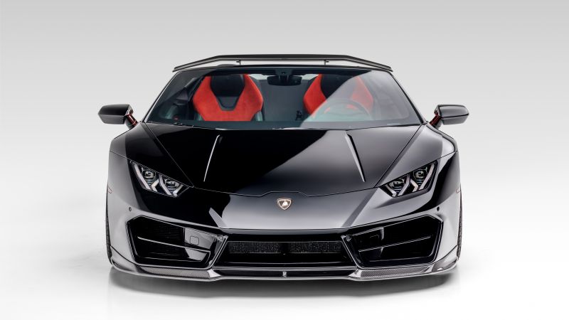 Lamborghini Huracan Spyder, Vorsteiner, White background, Black cars, 2020, 5K, Wallpaper