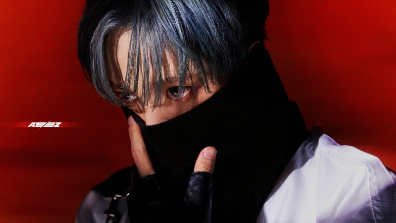 Yunho, ATEEZ, Red background, South Korean Singer, Wallpaper
