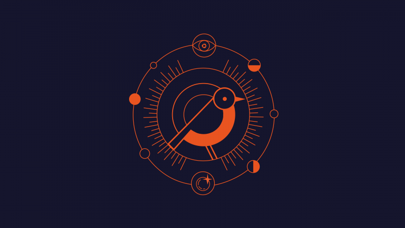 Ubuntu 24.10 Oracular Oriole, Navy blue background, Stock, Celestial, Geometric, 5K