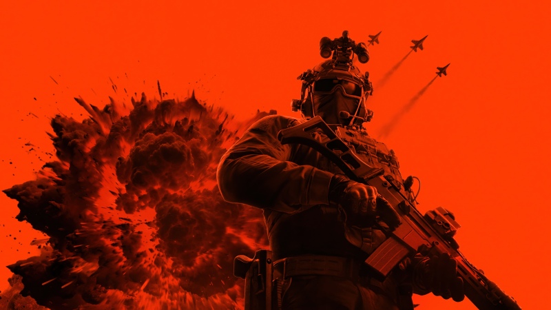 Battlefield 6, Soldier, 5K, Game poster, Orange background, Monochrome, 2026 Games, Wallpaper