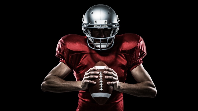 American football player, 8K, AMOLED, 5K, Jersey, Helmet, Black background, Wallpaper