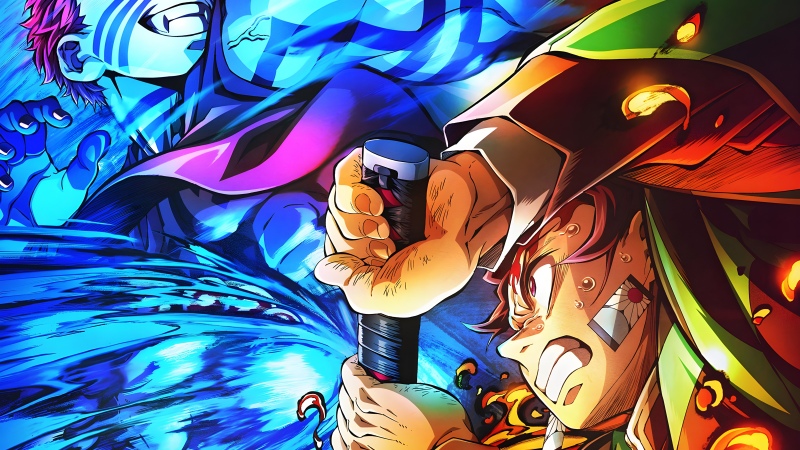 Akaza vs Tanjiro Kamado, 5K, Demon Slayer: Kimetsu No Yaiba Infinity Castle, Anime movie, Akaza, Tanjiro Kamado, Boss Fight, Wallpaper