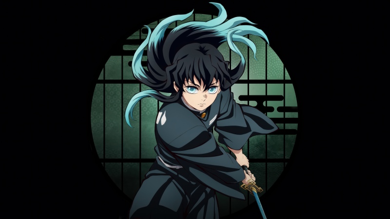 Muichiro Tokito - Infinity Castle, 5K, Anime movie, Demon Slayer: Kimetsu No Yaiba Infinity Castle, Black background, Muichiro Tokito, Wallpaper