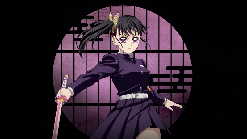 Kanao Tsuyuri - Infinity Castle, 5K, Anime movie, Demon Slayer: Kimetsu No Yaiba Infinity Castle, Black background, Kanao Tsuyuri, Wallpaper