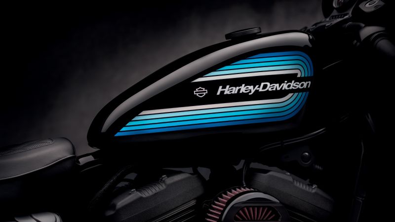 Harley davidson motorcycle blue black background closeup 5k 