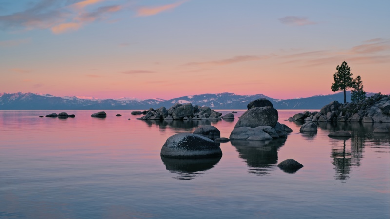 macOS Tahoe Beach Dawn, 5K wallpaper