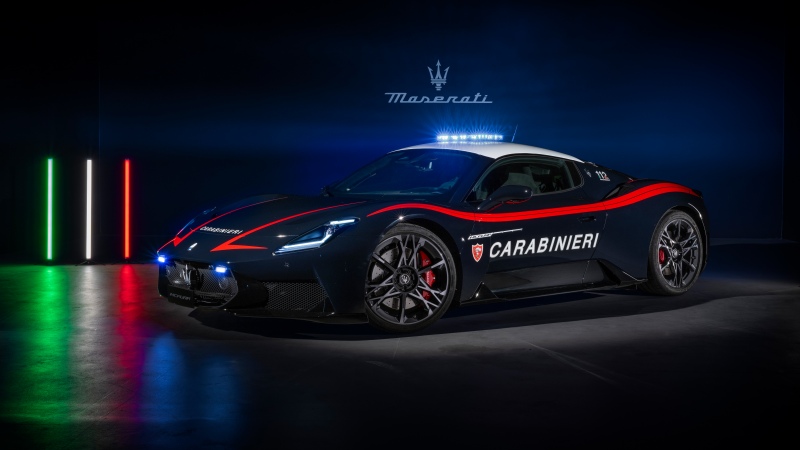 Maserati MCPURA Carabinieri, 2025, 5K, 8K, Dark background, Wallpaper