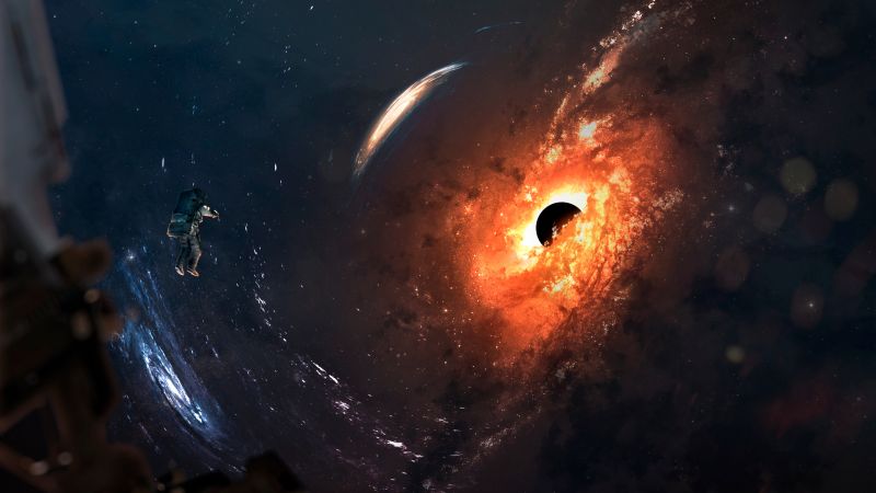 Black hole astronaut spiral galaxy stars space exploration 