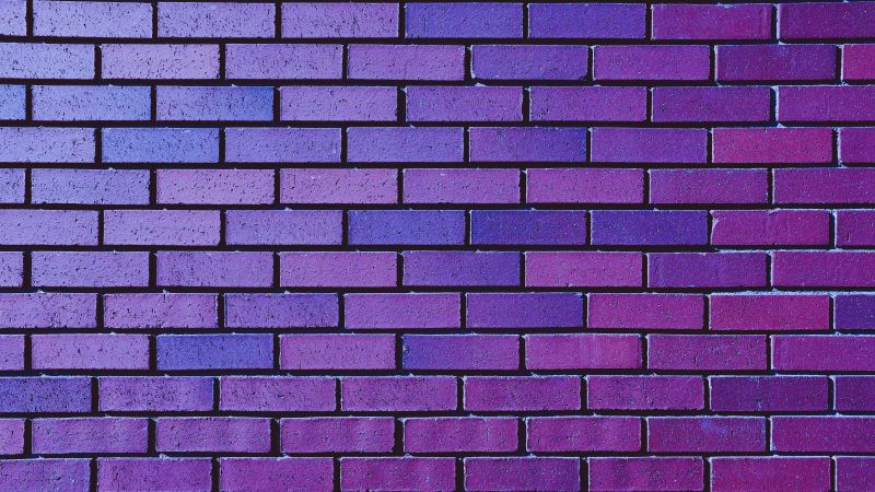 Brick wall, Purple, Violet, Bricks, Bright, Gradients, Aesthetic, 5K, Wallpaper
