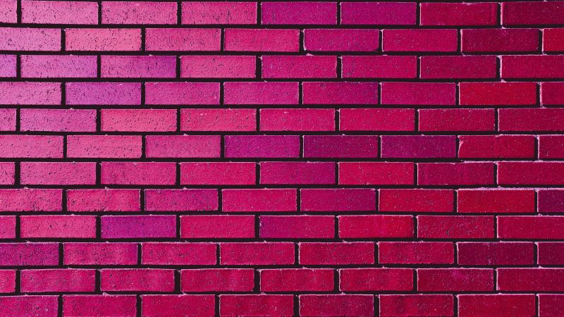 Brick wall, Magenta, Red, Bricks, Bright, Gradients, 5K, Wallpaper