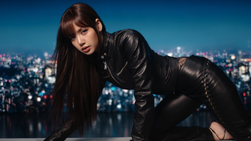 Lisa, Black leather, Blackpink, Urban, Night, 5K, 8K, Wallpaper