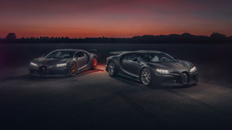 Bugatti Chiron Pur Sport, Bugatti Chiron Super Sport 300+, Night, Sunset, Dark, 2020, 5K, 8K, Wallpaper