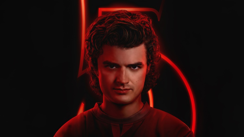 Joe Keery, Steve Harrington, Dark background, Stranger Things, Season 5, 5K