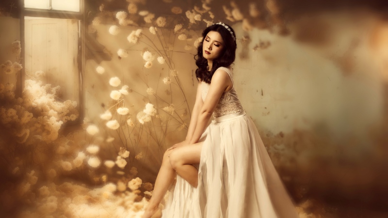 Halley Kim, Golden yellow, Floral Background, 5K, 8K, South Korean, Wallpaper