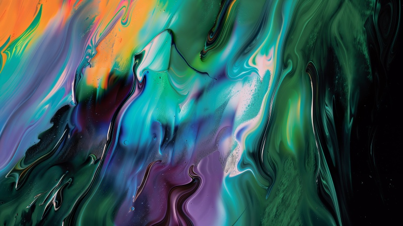 Fluidic, Liquid art, Vibrant, 5K, Green abstract, Wallpaper