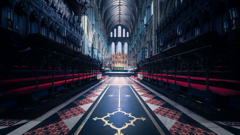 Ely Cathedral, Church, England, Ancient architecture, United Kingdom, Peaceful, Interior, Symmetrical, Heritage, 5K, 8K, Wallpaper