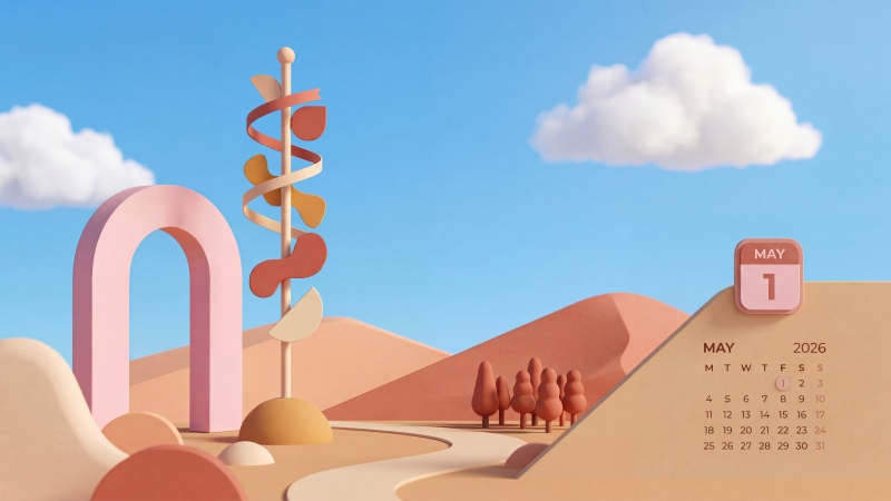 May 2026 Calendar, Summer landscape