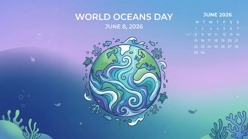 June 2026 Calendar, World Ocean's Day