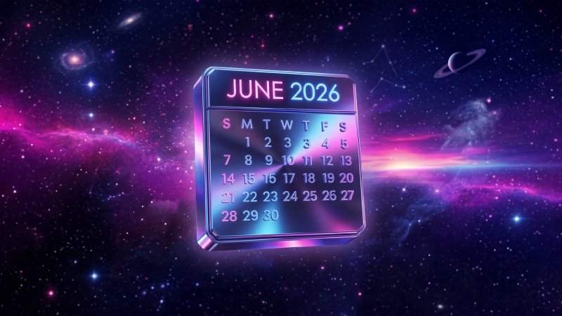 Neon June 2026 Calendar