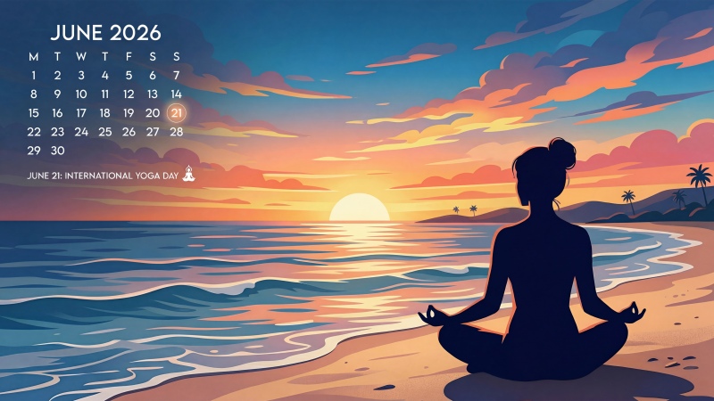 Yoga Day wallpaper, June 2026 Calendar
