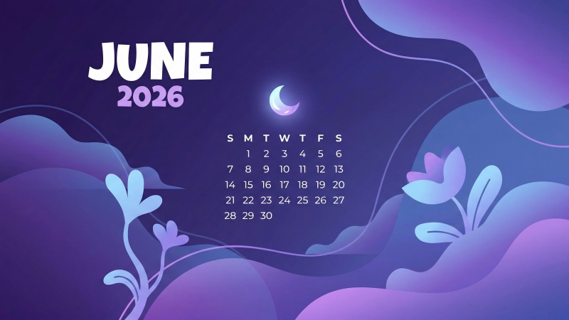 Purple June 2026 Calendar
