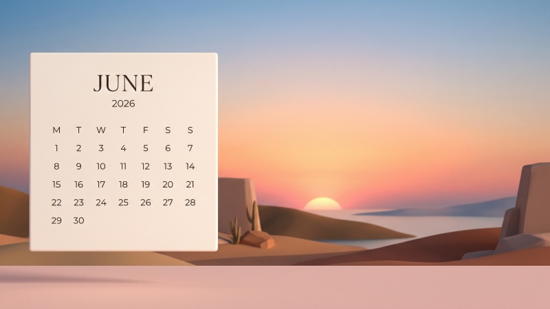 June 2026 Calendar, Landscape