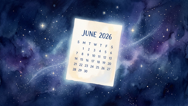 June 2026 Calendar, Starry sky