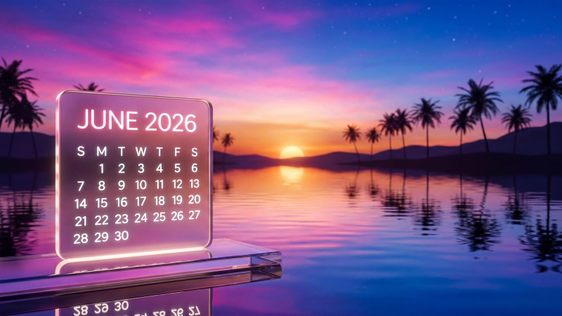 Sunset June 2026 Calendar