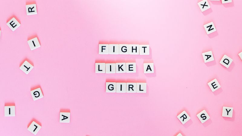 Fight Like A Girl, Pink background, Letters, Girly backgrounds, Popular quotes, Aesthetic, 5K, Wallpaper