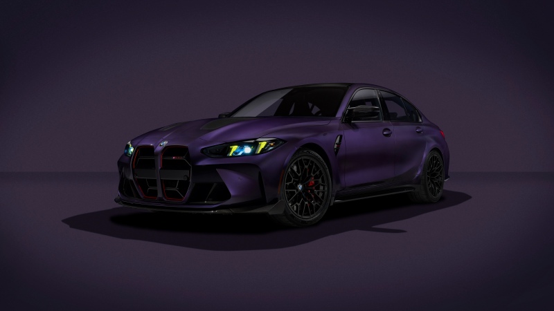 BMW M3 CS Handschalter, 2027, Dark purple, Purple car, 5K, BMW M3 CS