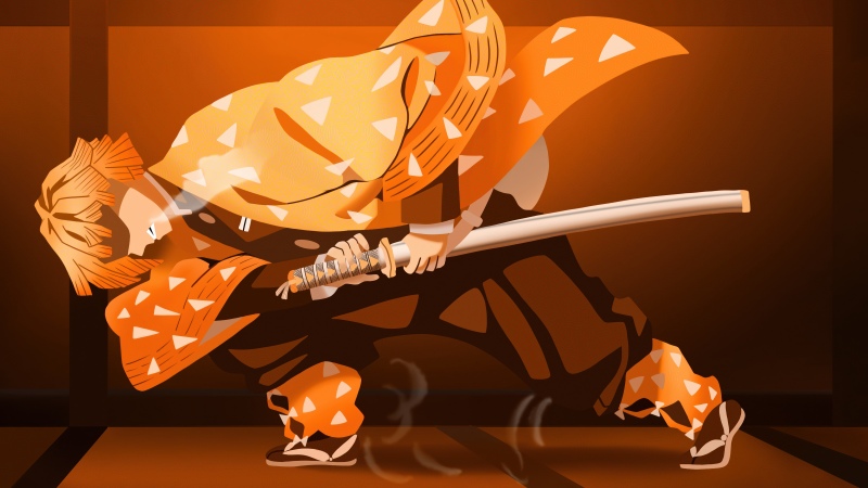 Zenitsu Agatsuma, Action, Demon Slayer: Kimetsu no Yaiba, Thunder Breathing, 5K