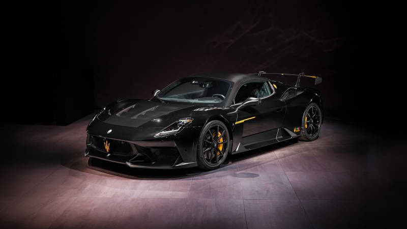 Maserati GT2 Stradale Fuoriserie 914, 2026, 5K, Dark background, Carbon Fiber, Black cars, Maserati GT2