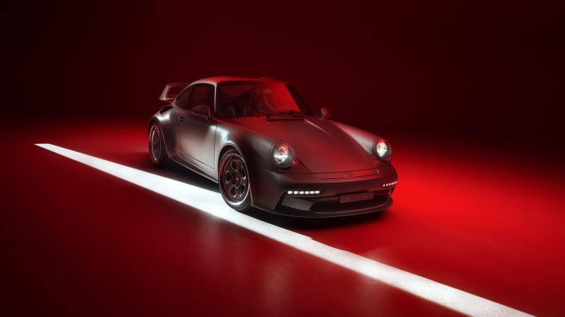 Pogea Racing PR964, 8K, Porsche 911, Red background, 5K