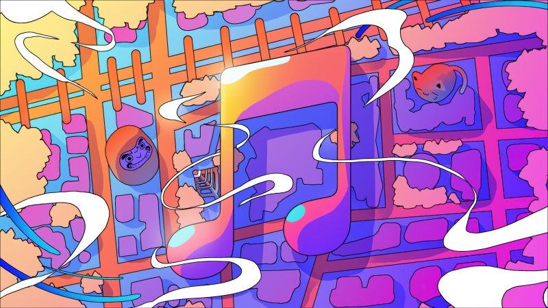 Apple Music Japan, Summer, Illustration, 5K, Vibrant, Vivid