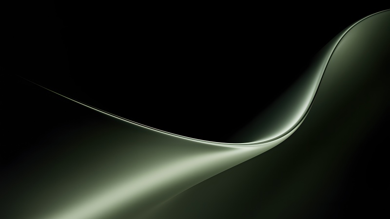 Abstract Waves, Green abstract, Microsoft Surface Laptop, Stock, 5K, Black background, Dark abstract, Metallic