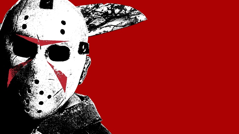 Jason Voorhees, Friday the 13th, Red background, Wallpaper