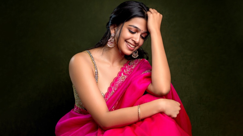 Ananthika Sanilkumar, Indian actress, Saree, 5K, Wallpaper