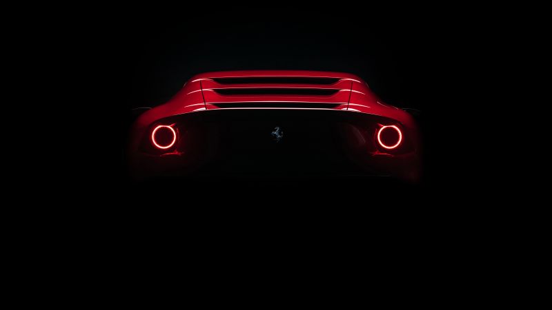 Ferrari Omologata, Supercars, Black background, 2020, 5K, Wallpaper