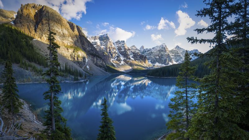 Moraine Lake, Alberta, Banff National Park, Mountains, Daytime, Scenery, Alberta, Canada, Wallpaper