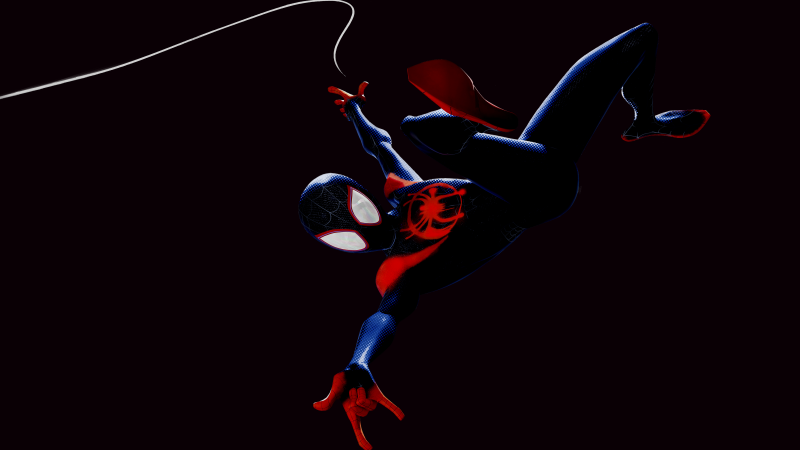 Miles Morales, Spider-Man: Into the Spider-Verse, Black background, 5K, AMOLED, Wallpaper